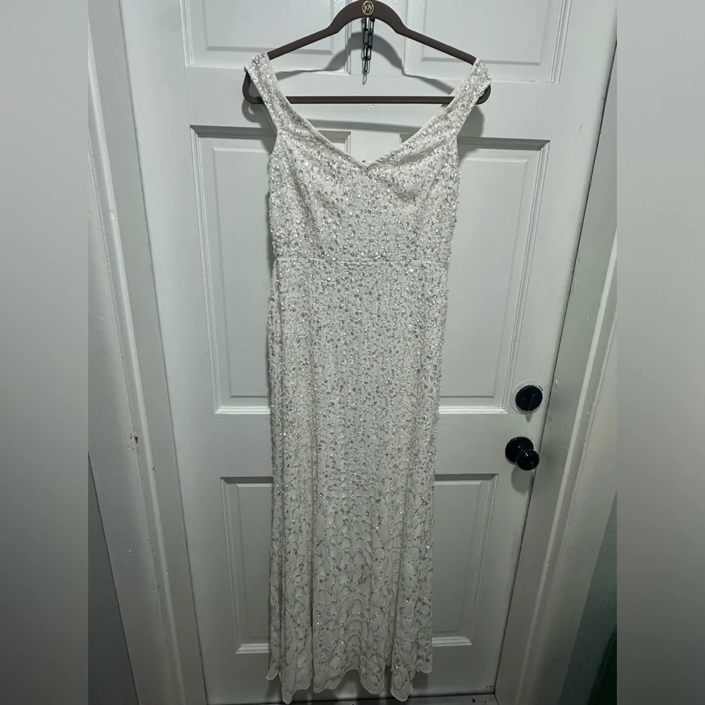 Maya Bridal bardot fishtail embellished maxi dress in Ivory size 6 NWT SOLD OUT - Picture 10 of 10